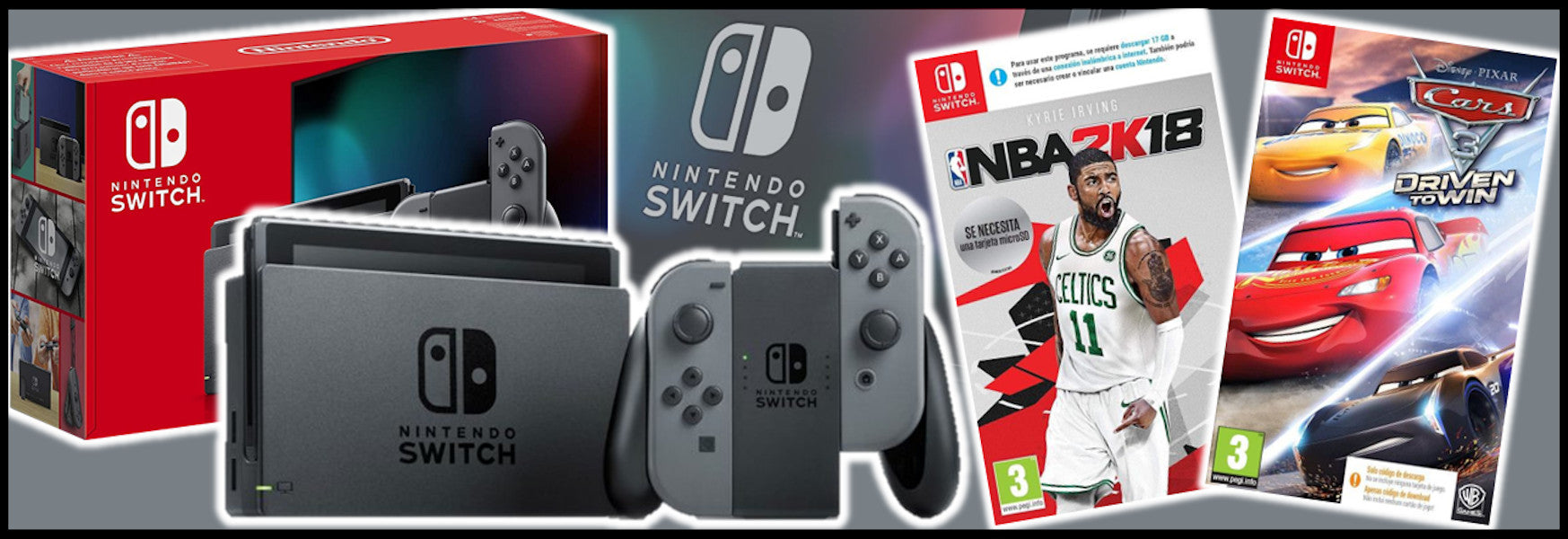 NINTENDO SWITCH - Grey + NBA 2K18 + Cars 3: Hacia la Victoria NINTENDO SWITCH - Grey + NBA 2K18 + Cars 3: Hacia la Victoria